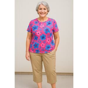 Izod khaki chinos pants women's 14 cropped light weight contemporary straight